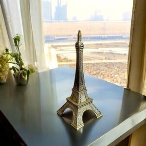Mini Eiffel Tower Figurine 4.75" Silver Metal Paris Tabletop Decor Sculpture